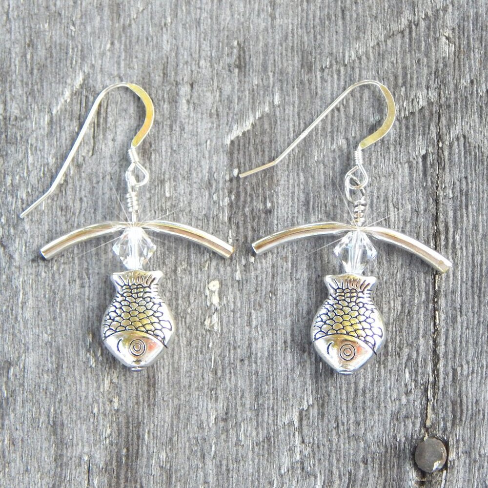 EARRINGS - FISH EARRINGS - Swarovski Crystals - Handmade in "USA"